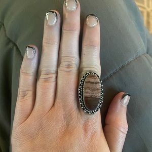 Natural gemstone sterling silver ring